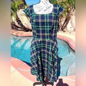 Plaid Women's Dress grunge steampunk size XL office siren studded